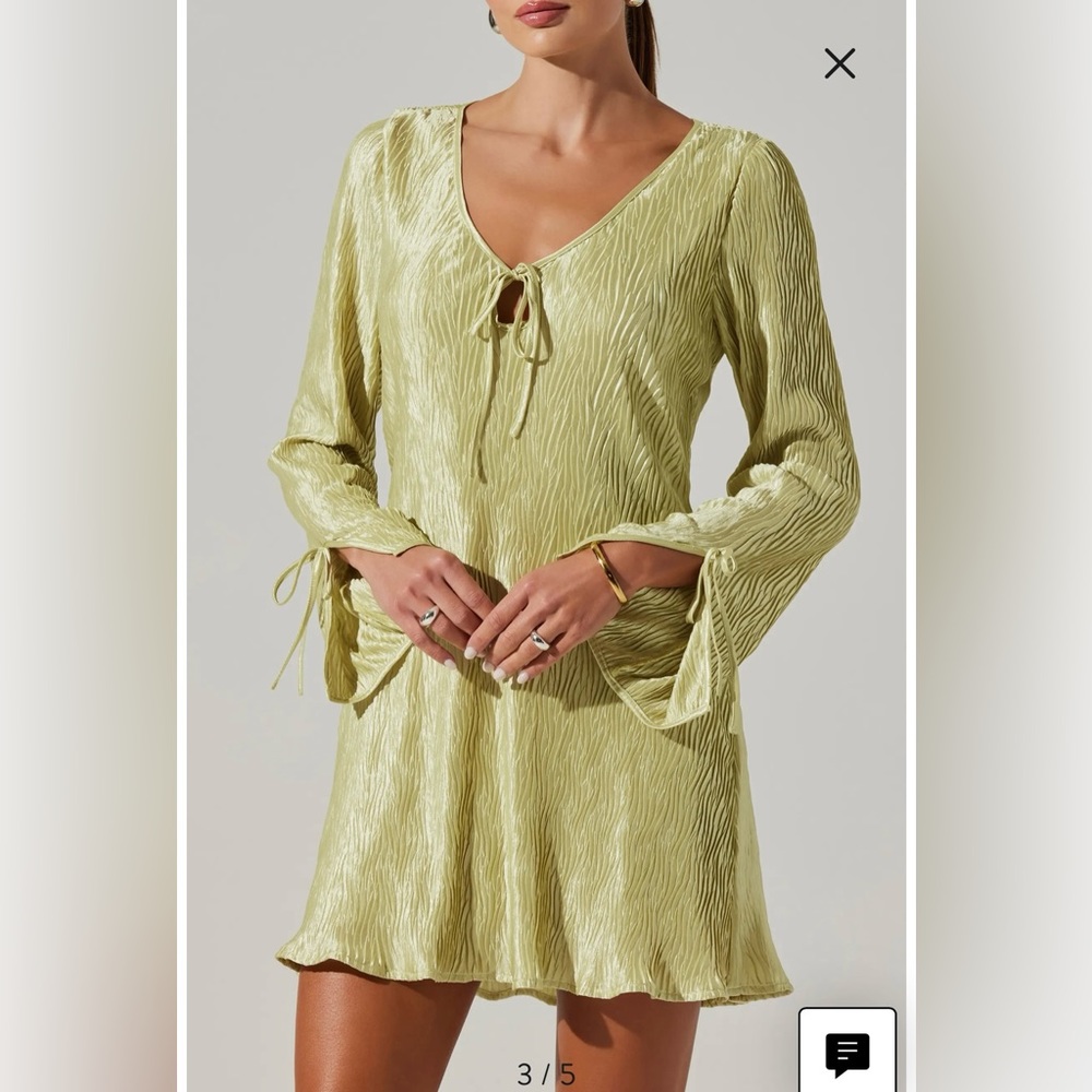 Textured Plisse Long Sleeve Mini Dress NWT